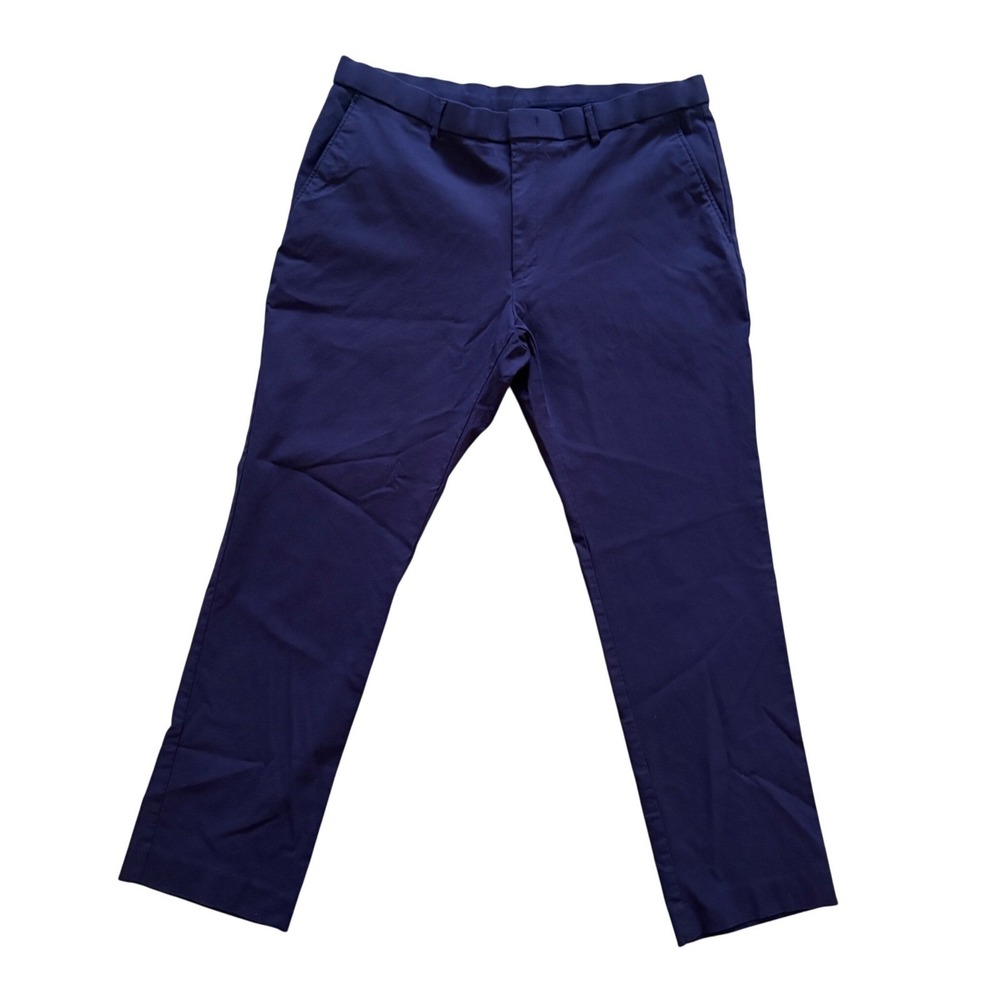 Ralph Lauren Dress Pants Mens 34x29 Navy Blue Straight Leg Cotton Blend Trousers